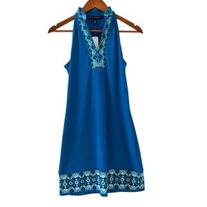 White House Black Market NEW Embroidered Sleeveless Dress In Ocean Tropic Size S